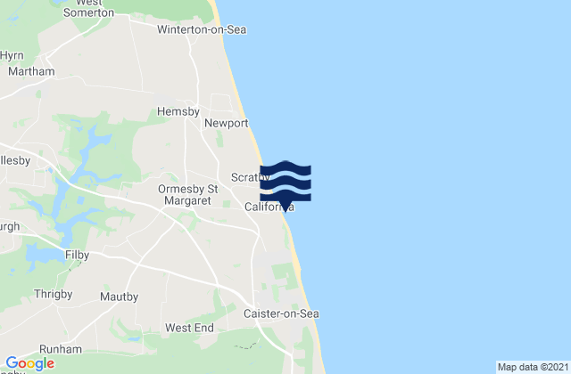 California Beach, United Kingdomの潮見表地図