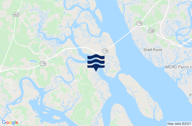 Callawassie Island Bridge (Colleton River), United Statesの潮見表地図