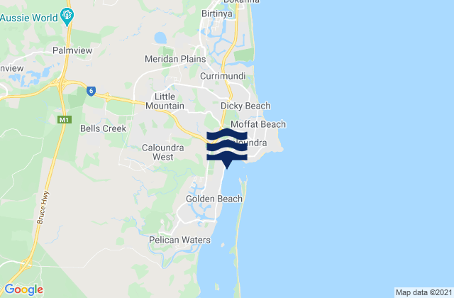 Caloundra West, Australiaの潮見表地図