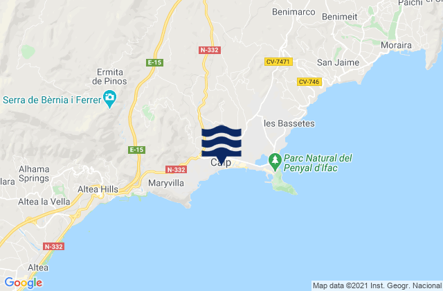 Calp, Spainの潮見表地図