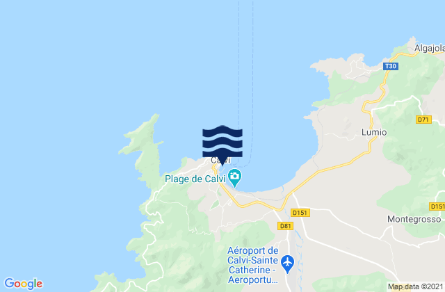Calvi, Franceの潮見表地図
