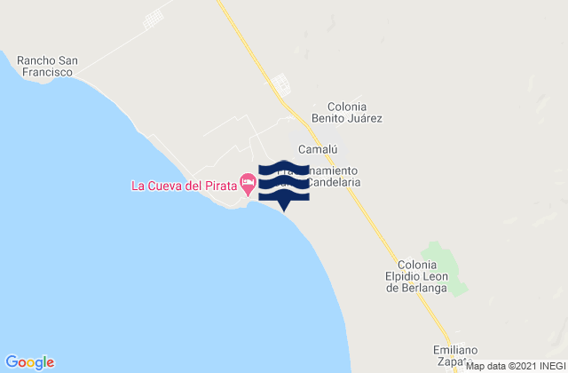 Camalú, Mexicoの潮見表地図