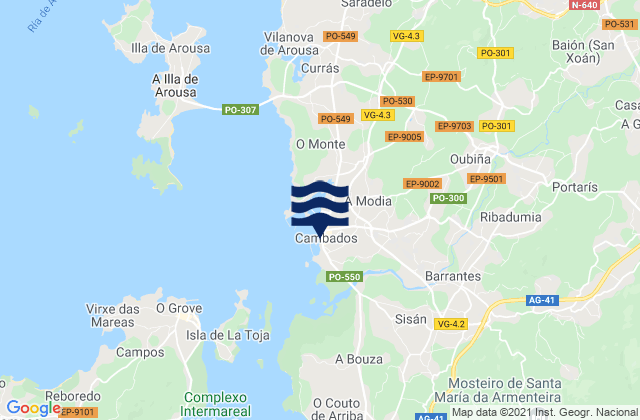 Cambados, Spainの潮見表地図