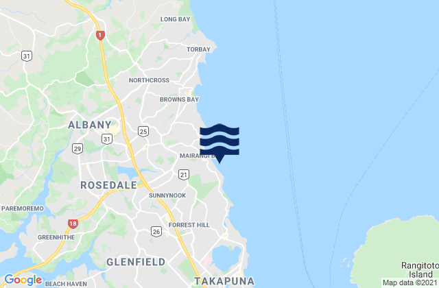 Campbells Bay, New Zealandの潮見表地図