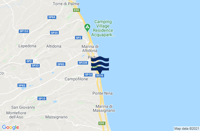 Campofilone, Italyの潮見表地図