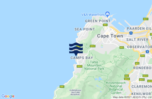 Camps Bay, South Africaの潮見表地図