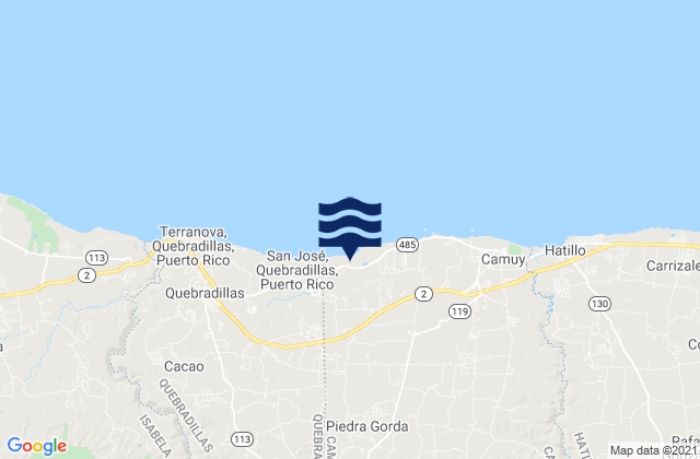 Camuy Arriba Barrio, Puerto Ricoの潮見表地図