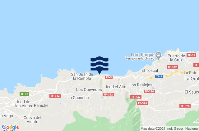 Canarias, Spainの潮見表地図