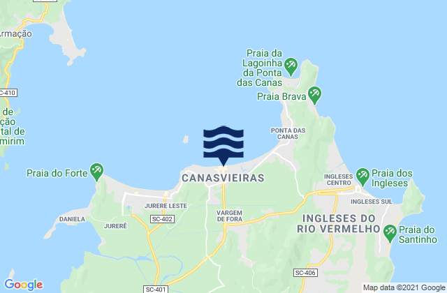 Canasvieiras, Brazilの潮見表地図