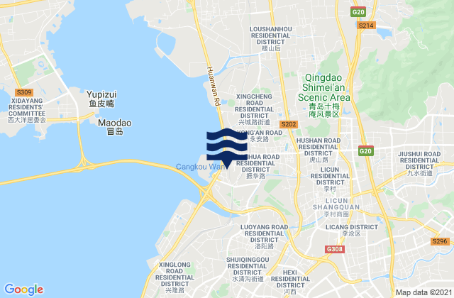 Cangkou, Chinaの潮見表地図
