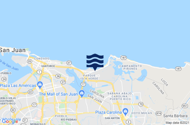 Cangrejo Arriba Barrio, Puerto Ricoの潮見表地図