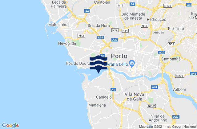 Canidelo, Portugalの潮見表地図