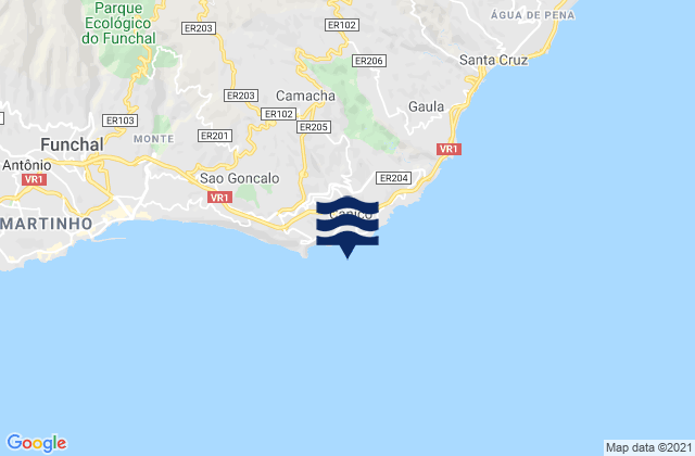Caniço, Portugalの潮見表地図