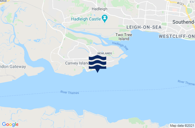 Canvey Island Beach, United Kingdomの潮見表地図