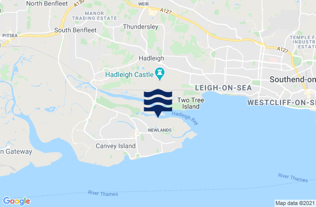 Canvey Island, United Kingdomの潮見表地図
