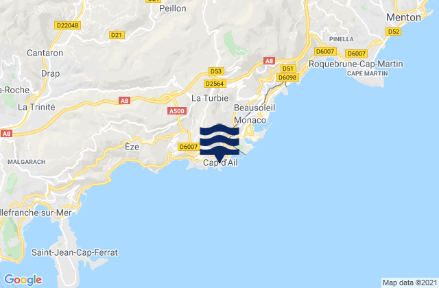 Cap-d'Ail, Franceの潮見表地図