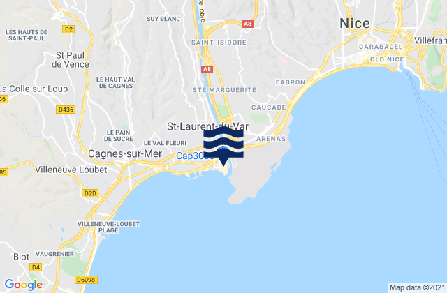 Cap 3000, Franceの潮見表地図
