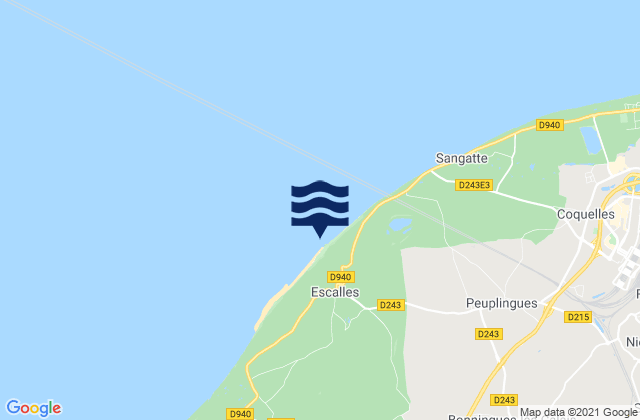 Cap Blanc-Nez, Franceの潮見表地図