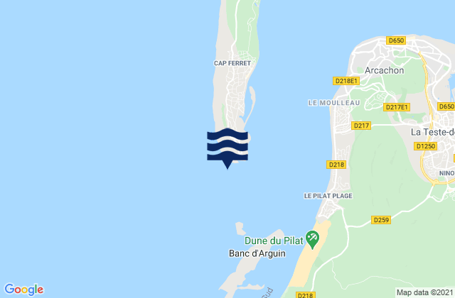 Cap Ferret, Franceの潮見表地図