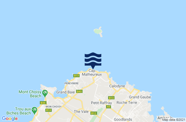 Cap Malheureux, Mauritiusの潮見表地図
