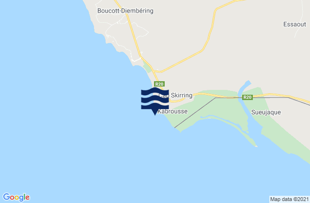 Cap Skirring, Senegalの潮見表地図