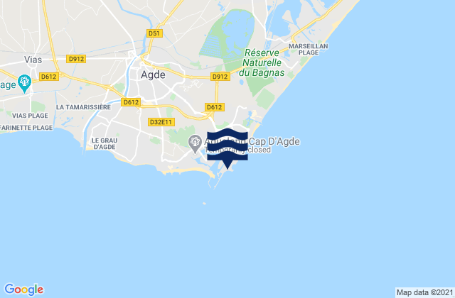 Cap d'Agde, Franceの潮見表地図