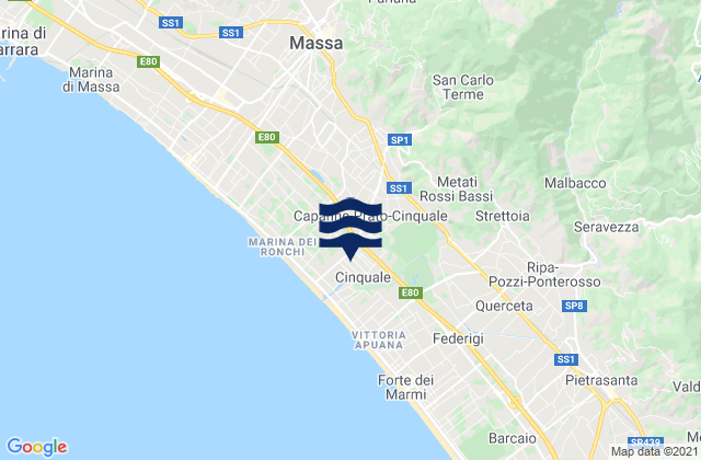 Capanne-Prato-Cinquale, Italyの潮見表地図