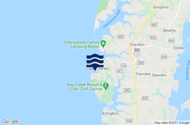 Cape Charles, United Statesの潮見表地図