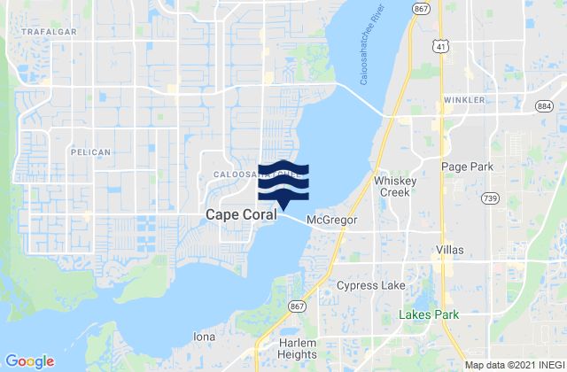 Cape Coral Bridge, United Statesの潮見表地図