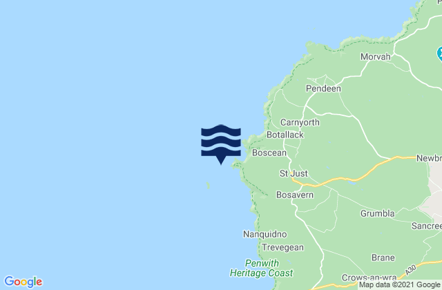 Cape Cornwall, United Kingdomの潮見表地図