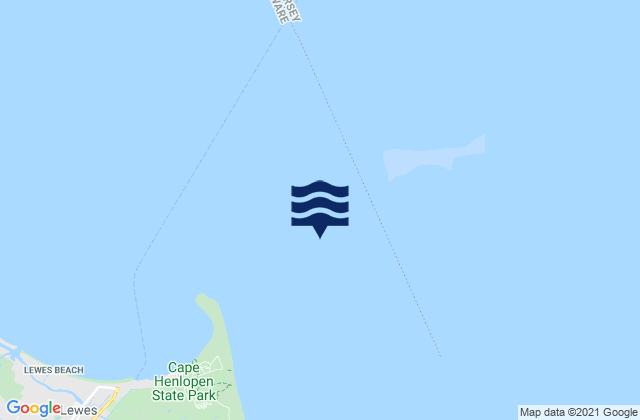 Cape Henlopen 2 miles northeast of, United Statesの潮見表地図