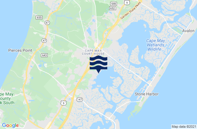 Cape May County, United Statesの潮見表地図