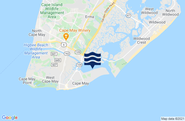 Cape May Harbor, United Statesの潮見表地図
