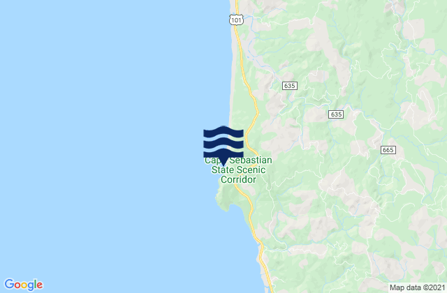 Cape Sebastian, United Statesの潮見表地図