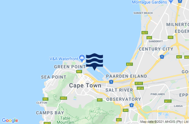 Cape Town, South Africaの潮見表地図