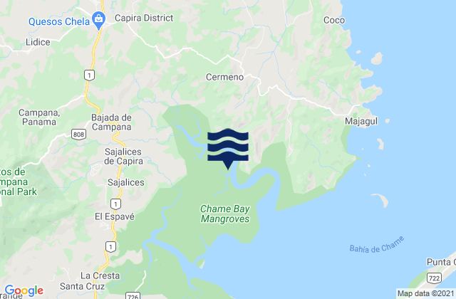 Capira, Panamaの潮見表地図