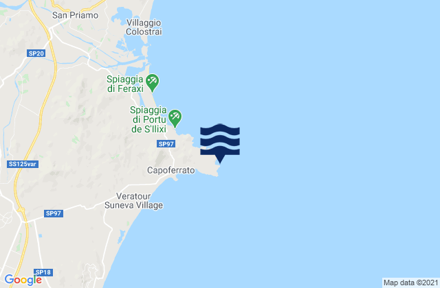 Capo Ferrato, Italyの潮見表地図