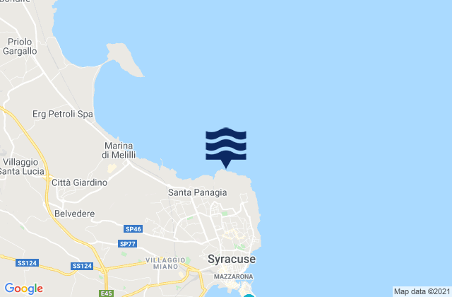 Capo Santa Panagia, Italyの潮見表地図
