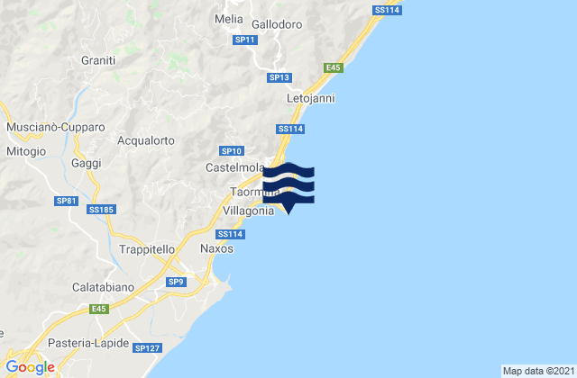 Capo di Taormina, Italyの潮見表地図