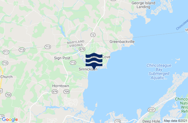 Captains Cove, United Statesの潮見表地図