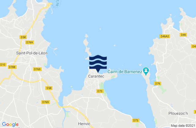 Carantec, Franceの潮見表地図