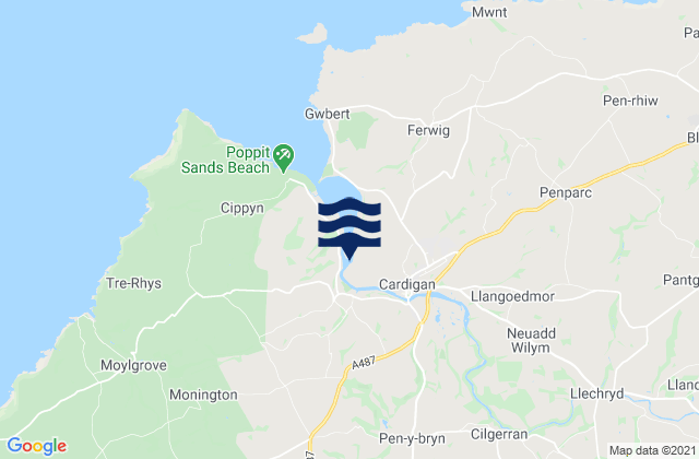 Cardigan, United Kingdomの潮見表地図