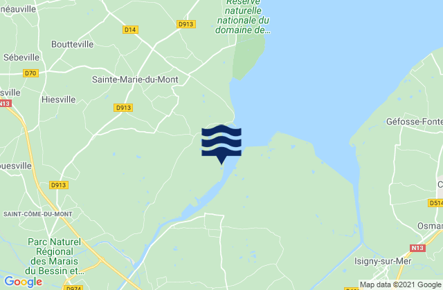 Carentan, Franceの潮見表地図