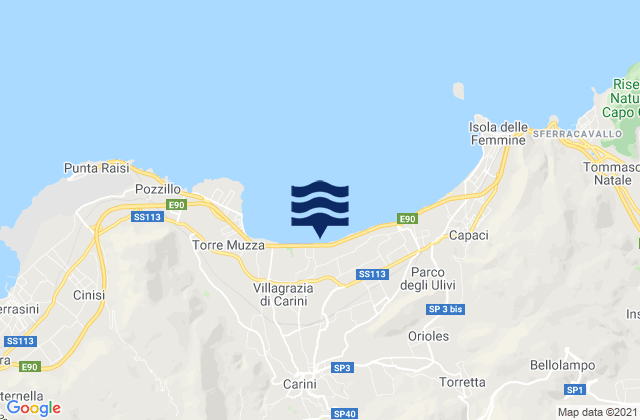 Carini, Italyの潮見表地図