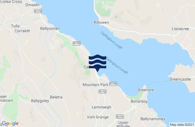 Carlingford, Irelandの潮見表地図
