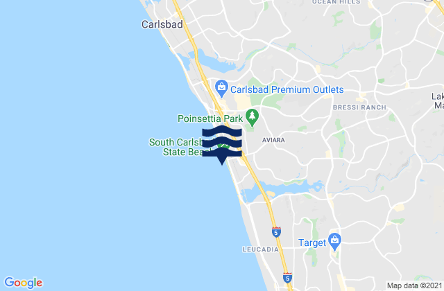 Carlsbad City Beach, United Statesの潮見表地図