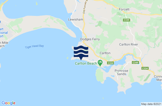 Carlton Beach, Australiaの潮見表地図