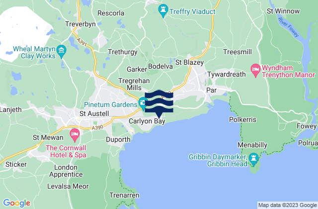 Carlyon Bay, United Kingdomの潮見表地図