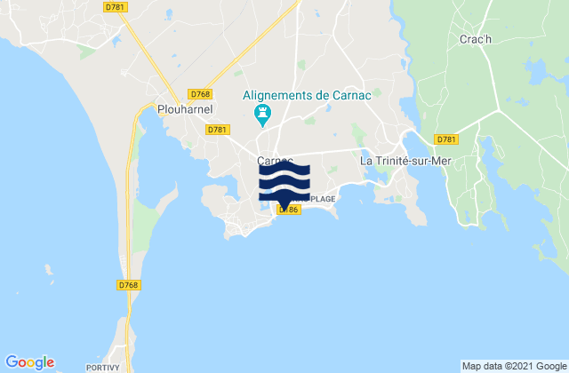 Carnac, Franceの潮見表地図