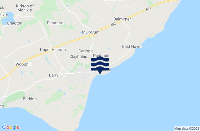 Carnoustie, United Kingdomの潮見表地図